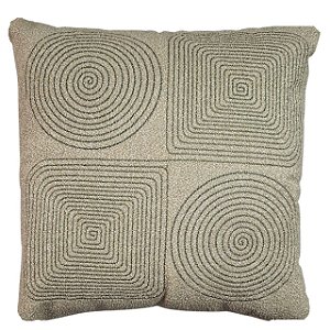 CAPA ALMOFADA BOUCLE BORDADA ARABESCO VERDE 50X50CM