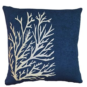 CAPA DE ALMOFADA TECIDO BOUCLE BORDADA MAR CORAL 50X50CM