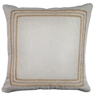 CAPA ALMOFADA LINHO BORDADA ARABESCO DOURADO 50X50CM