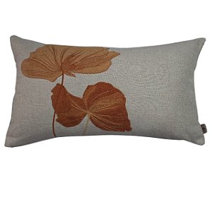 CAPA RETANGULAR BAGUETE LINHO BORDADA 30X50 CM TERRACOTA