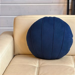 ALMOFADA REDONDA BOUCLE COMPLETA COM REFIL AZUL MARINHO 43CM