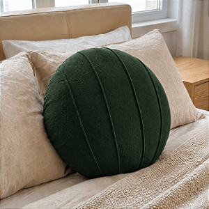 ALMOFADA REDONDA BOUCLE COMPLETA COM REFIL VERDE ESCURO 43CM