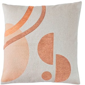 CAPA ALMOFADA LINHO APLIQUE BOUCLE ESTAMPA 45X45CM TERRACOTA