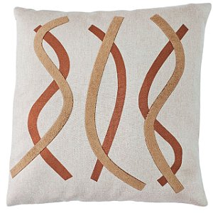 CAPA ALMOFADA LINHO APLIQUE BOUCLE ESTAMPA 45X45CM TERRACOTA