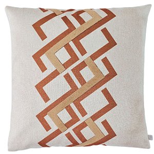 CAPA ALMOFADA LINHO APLIQUE BOUCLE ESTAMPA 45X45CM TERRACOTA