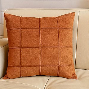 CAPA DE ALMOFADA TECIDO  BOUCLE  DRAPEADA TERRACOTA 45X45CM