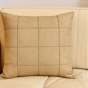 CAPA DE ALMOFADA TECIDO BOUCLE DRAPEADA BEGE ESCURO 45X45CM