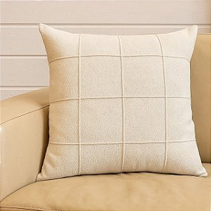 CAPA DE ALMOFADA TECIDO BOUCLE  DRAPEADO BEGE CLARO 45X45CM