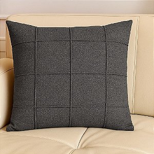 CAPA DE ALMOFADA TECIDO BOUCLE DRAPEADA CINZA ESCURO 50X50CM