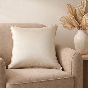 CAPA DE ALMOFADA COURO CAMURÇA BEGE CLARO 50X50CM