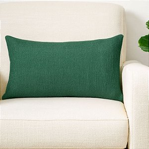 CAPA DE ALMOFADA RETANGULAR BAGUETE LINHAO VERDE ESCURO 30x50 CM