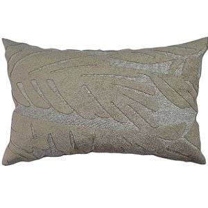 CAPA ALMOFADA RETANGULAR LINHO APLIQUE BOUCLE BEGE ESCURO 30X50