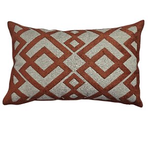 CAPA ALMOFADA RETANGULAR LINHO APLIQUE BOUCLE TERRACOTA 30X50