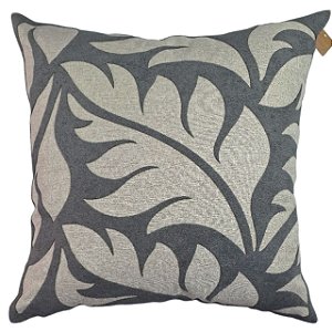 CAPA DE ALMOFADA LINHO APLIQUE BOUCLE CINZA ESCURO  45x45 CM