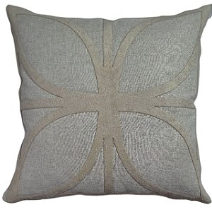 CAPA DE ALMOFADA LINHO  APLIQUE BOUCLE BEGE ESCURO  45x45 CM
