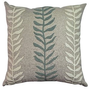 CAPA DE ALMOFADA LINHO  APLIQUE BOUCLE  VERDE CLARO 45x45 CM