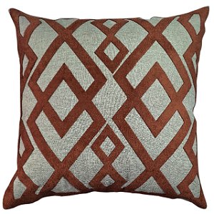 CAPA DE ALMOFADA LINHO COM APLIQUE BOUCLE  TERRACOTA 45x45CM