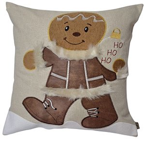 CAPA DE ALMOFADA LINHO BORDADA GINGER NATAL 50X50CM