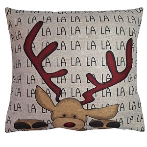 CAPA DE ALMOFADA LINHO RENA NATAL 45x45 CM