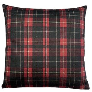 CAPA DE ALMOFADA LINHO XADREZ NATAL VERMELHO 45x45 CM