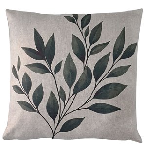 CAPA DE ALMOFADA LINHO FOLHAGEM VERDE  45X45CM
