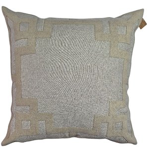CAPA DE ALMOFADA LINHO APLIQUE BOUCLE BEGE ESCURO 50X50 CM