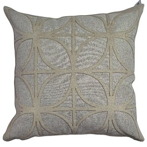 CAPA DE ALMOFADA LINHO APLIQUE BOUCLE BEGE ESCURO 50X50 CM
