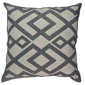 CAPA DE ALMOFADA LINHO APLIQUE BOUCLE CINZA ESCURO 50X50 CM