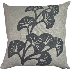 CAPA DE ALMOFADA LINHO APLIQUE BOUCLE CINZA ESCURO 50X50 CM