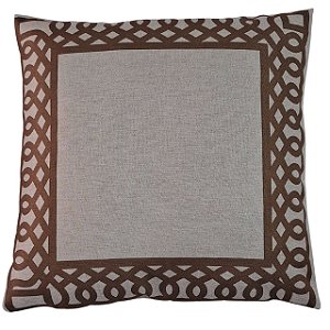 CAPA DE ALMOFADA LINHO BORDA ARABESCO TERRACOTA  45X45CM