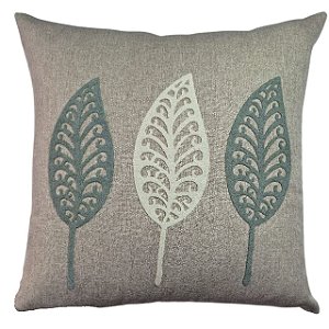 CAPA DE ALMOFADA LINHO COM APLIQUE BOUCLE VERDE CLARO 50X50