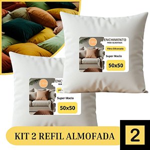 KIT 2 ENCHIMENTO ALMOFADA REFIL FIBRA SILICONADA 50X50 ANTIMOFO