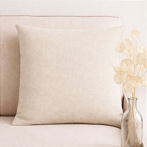 CAPA DE ALMOFADA COR BEGE CLARO EM LINHO LISA 50X50CM
