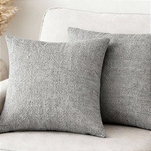 KIT 2 CAPAS DE ALMOFADA QUADRADA LINHAO CINZA 45x45CM