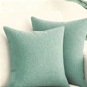 KIT 2 CAPAS DE ALMOFADA QUADRADA LINHAO VERDE CLARO 45x45CM