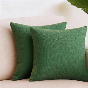KIT 2 CAPAS DE ALMOFADA QUADRADA LINHAO VERDE ESCURO 45x45CM