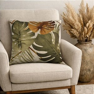 CAPA DE ALMOFADA LINHO COSTELA DE ADAO MOSTARDA VERDE 45X45CM