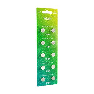 Blister com 10 Baterias LR44 / AG13 – 1,5V / Equivalente A76, L1154 Elgin