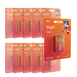 Caixa de Bateria 9V Zinco - 10 Unidades Elgin