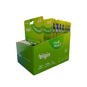 Caixa de Pilhas Alcalina AA C/80 unidades - 10 Blisters com 8 unidades Elgin