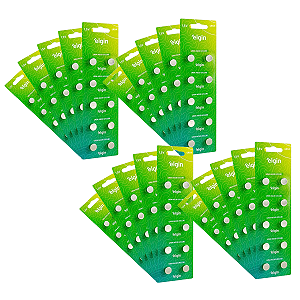 Caixa com 200 baterias LR54-LR1130-AG10 - 20 cartelas com 10 Unidades Elgin