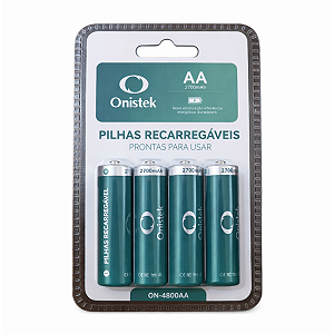 Blister com 4 pilhas AA Recarregável 2700 mAh Onistek