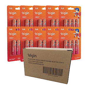 Caixa de Pilhas Zinco AA C40 unidades - 10 Blister com 4 unidades Elgin
