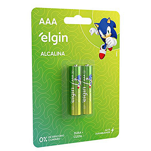 Blister de Pilha Alcalina AAA C/2 unidades Elgin