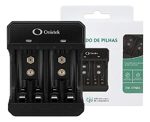 Carregador de Pilhas AA e AAA Type-C Com indicação de Carga USB Onistek