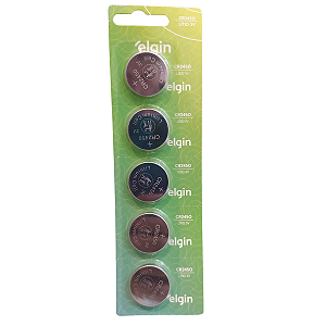 Blister com 5 Baterias CR2450 Elgin