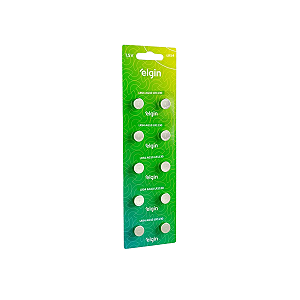 Cartela com 10 Baterias Alcalinas LR54 / LR1130 / AG10 – 1,5V Tipo Botão