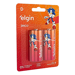 Pilha Zinco D - Blister com 2 Unidades Elgin