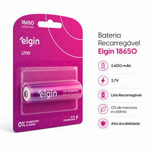 Pilhas Baterias Elgin 18650 2600mah 3,7v Recarregável