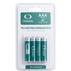 Blister com 4 Pilhas Recarregáveis AAA 1100mAh Onistek